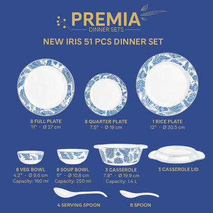 Larah New Iris Dinner Set, 51 pc