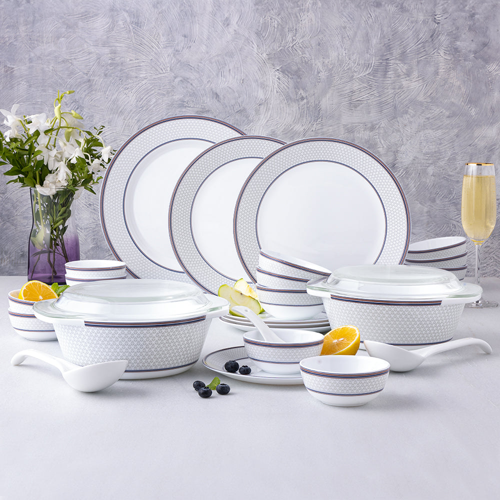 Larah By Borosil Starlight Dinner Set, 51 pc