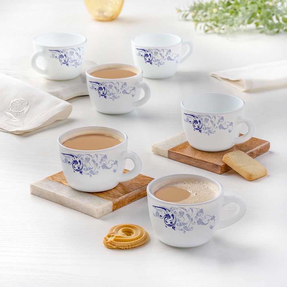 Larah By Borosil Blue Eve Cup Set 140 ml x 6