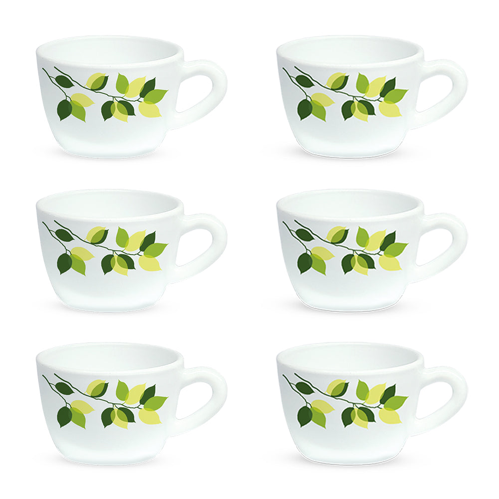 Larah By Borosil Green Leaves Cup Set 140 ml x 6