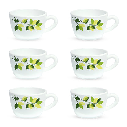 Larah By Borosil Green Leaves Cup Set 140 ml x 6