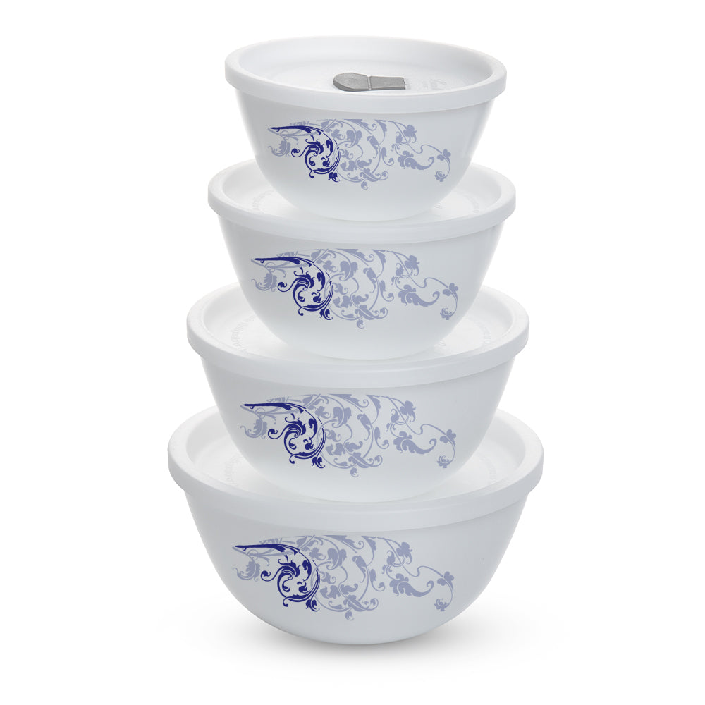 Larah by Borosil Blue Eve Mixing Bowl Set w Lid, 6 pc Set (500ml + 750ml + 1 L)