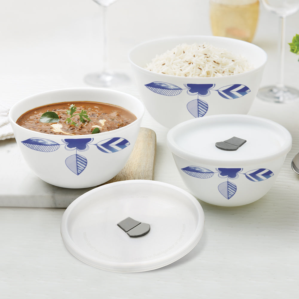 Larah by Borosil Morning Glory 4 pc Mixing Bowl, 1 L + 750 ml + 500 ml