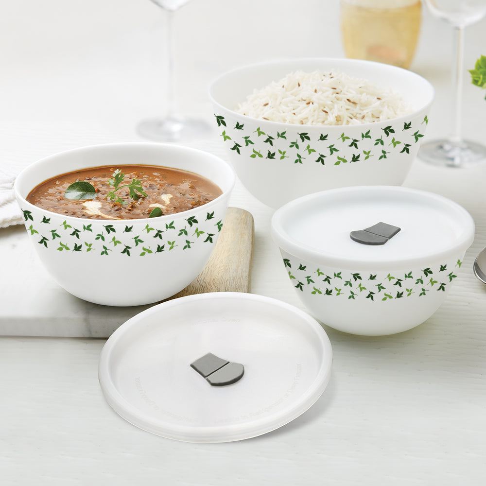 Larah by Borosil Sage 4 pc Mixing Bowl, 1 L + 750 ml + 500 ml