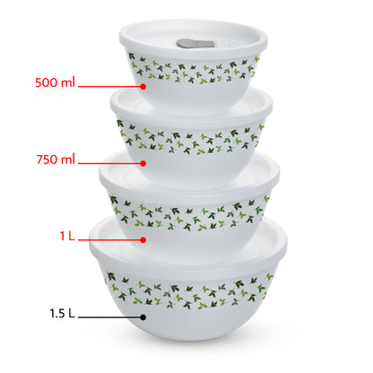 Larah by Borosil Sage 4 pc Mixing Bowl, 1 L + 750 ml + 500 ml