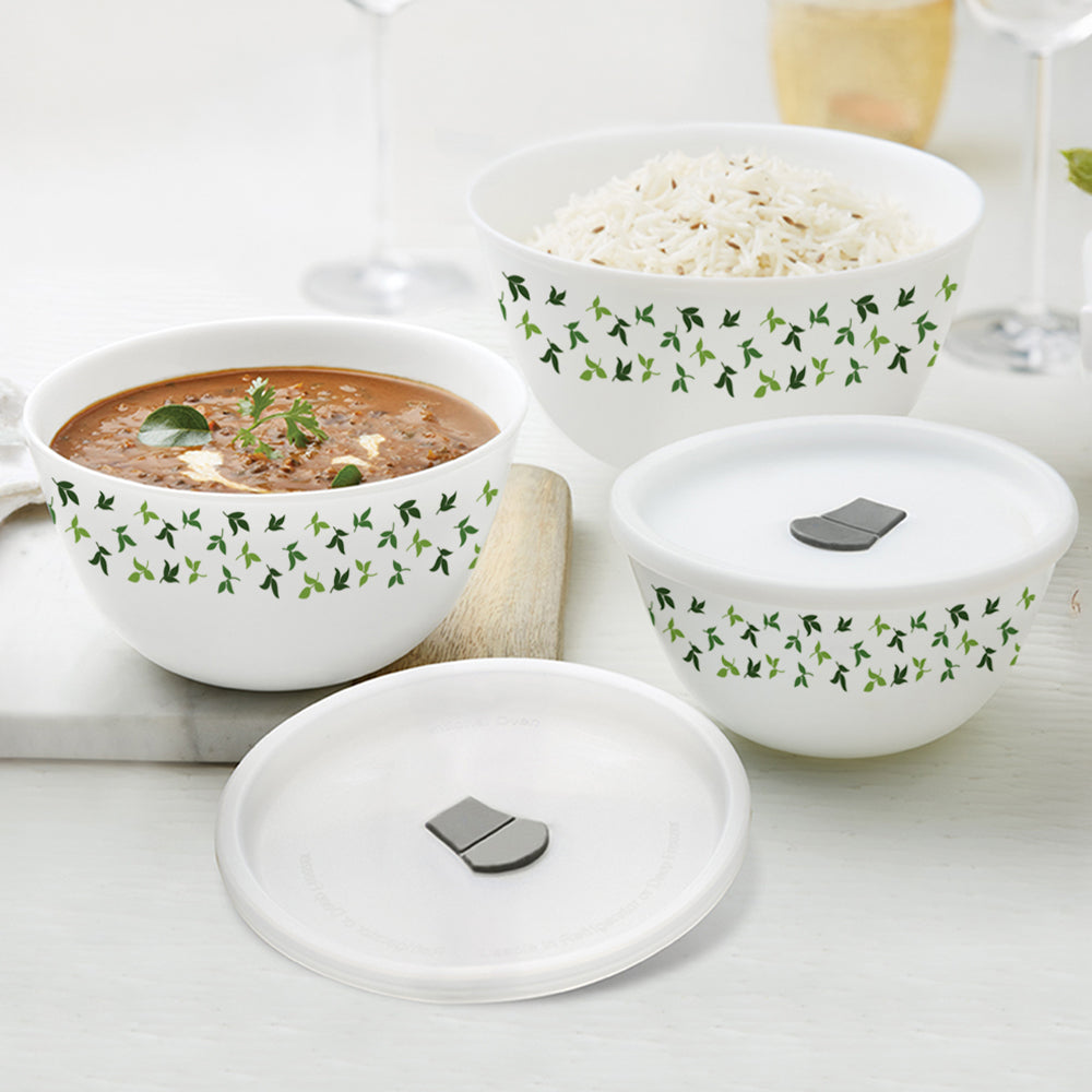 Larah by Borosil Sage 4 pc Mixing Bowl, 500 ml + 1 L + 1.5 L