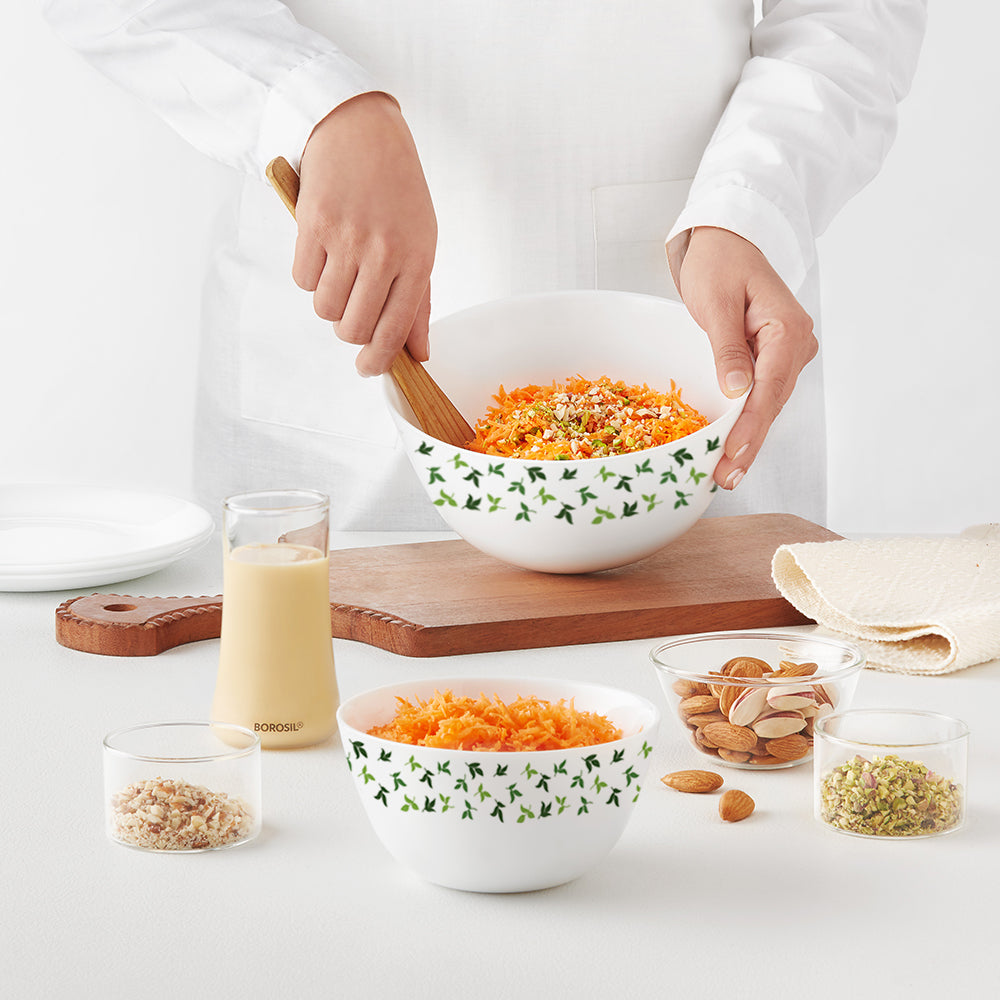 Larah by Borosil Sage 4 pc Mixing Bowl, 500 ml + 1 L + 1.5 L