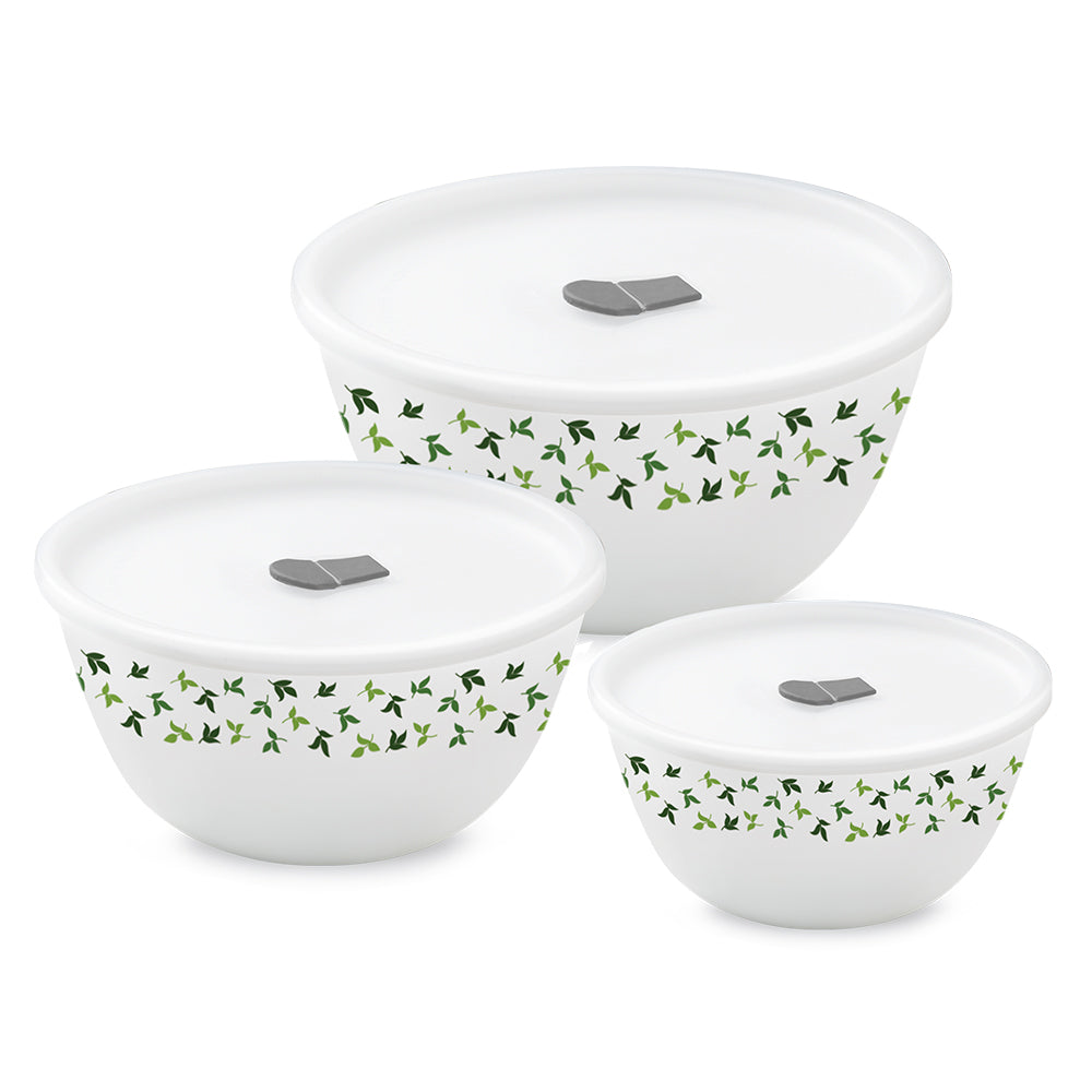 Larah by Borosil Sage 4 pc Mixing Bowl, 500 ml + 1 L + 1.5 L
