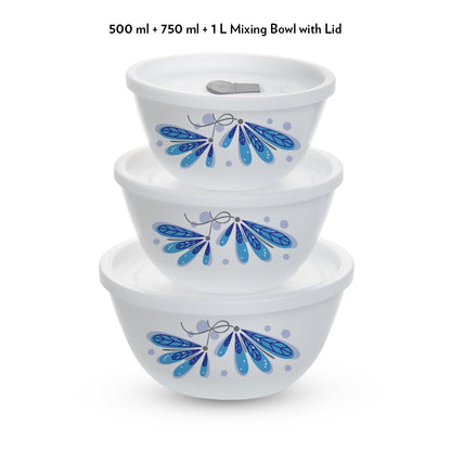 Larah by Borosil Twilight 4 pc Mixing Bowl, 1 L + 750 ml + 500 ml