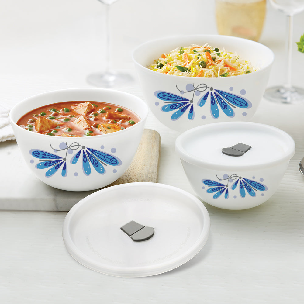 Larah by Borosil Twilight 4 pc Mixing Bowl, 500 ml + 1 L + 1.5 L