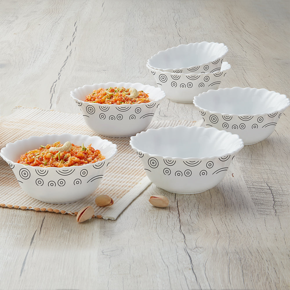 Larah by Borosil Spiral 6 pc Veg Bowl 6 pc Set