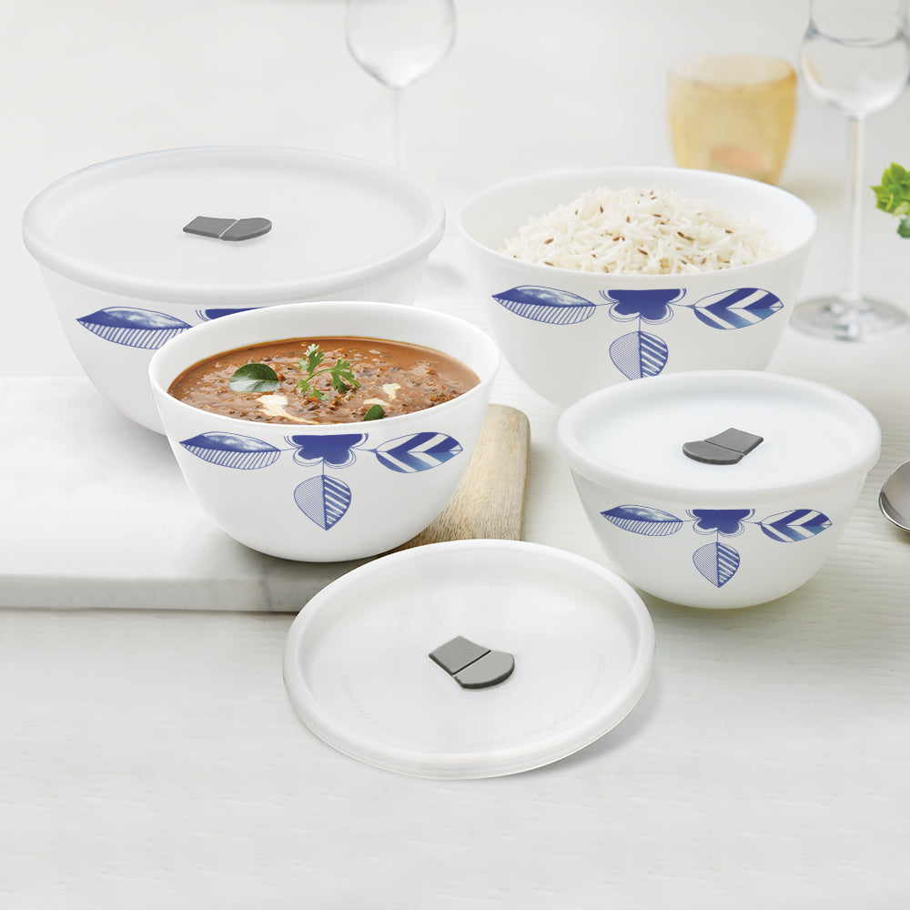 Larah by Borosil Morning Glory 4 pc Mixing Bowl, 500 ml + 750 ml + 1 L + 1.5 L