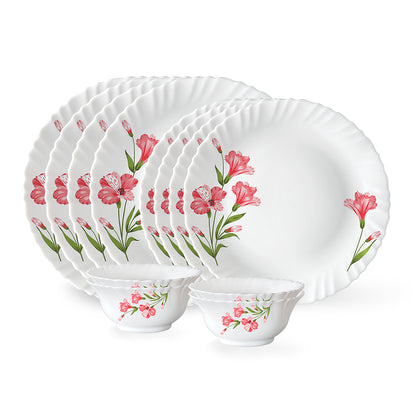 Larah by Borosil, Marina Peach Dinner Set 12 pc Set: Serves 4