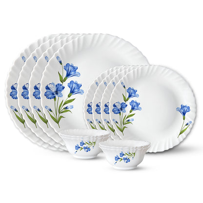 Larah by Borosil, Marina Blue Dinner Set 12 pc Set: Serves 4