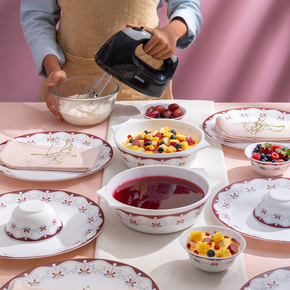 Larah by Borosil Home Chef Set-Buy Royal Brown 16 pc Dinner Set & Get Smartmix Hand Mixer Free worth ₹ 2,790/-