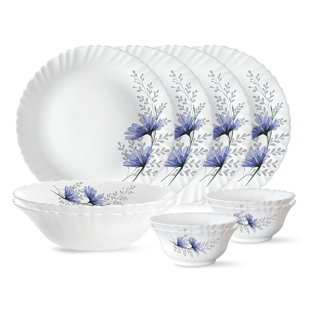Larah by Borosil, Bellflower Dinner Set 10 pc Set: Serves 4