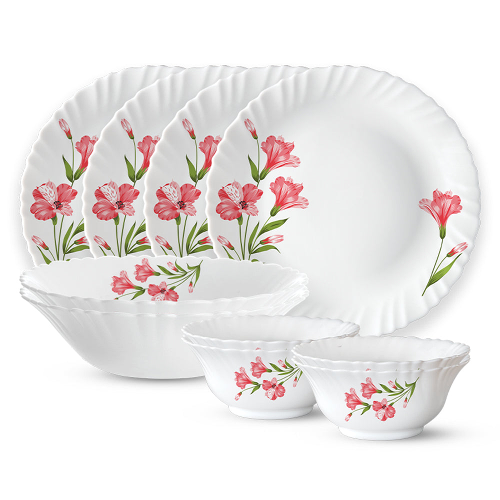 Larah by Borosil, Marina Peach Dinner Set 10 pc Set: Serves 4 (Option 2)