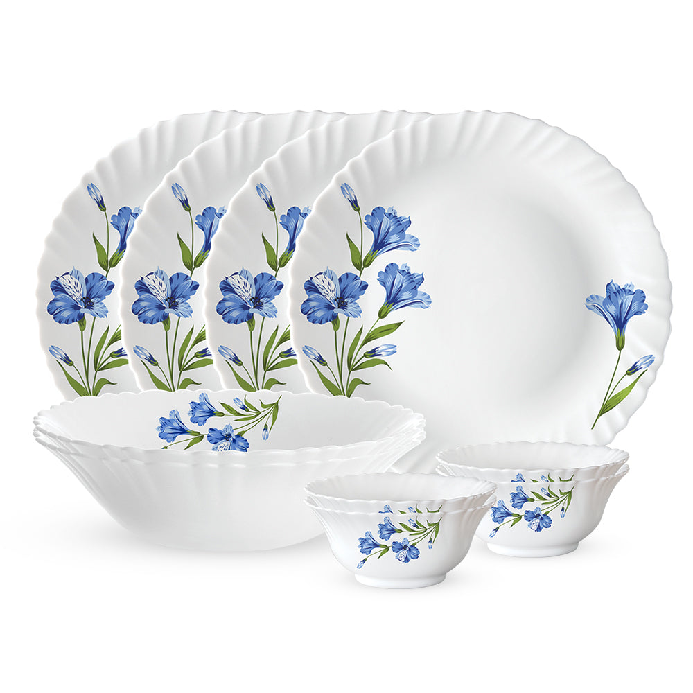 Larah by Borosil, Marina Blue Dinner Set 10 pc Set: Serves 4 (Option 2)