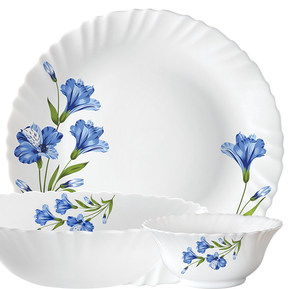 Larah by Borosil, Marina Blue Dinner Set 10 pc Set: Serves 4 (Option 2)