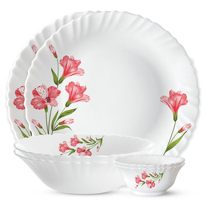 Larah by Borosil, Marina Peach Dinner Set 6 pc Set: Serves 2 (Option 2)