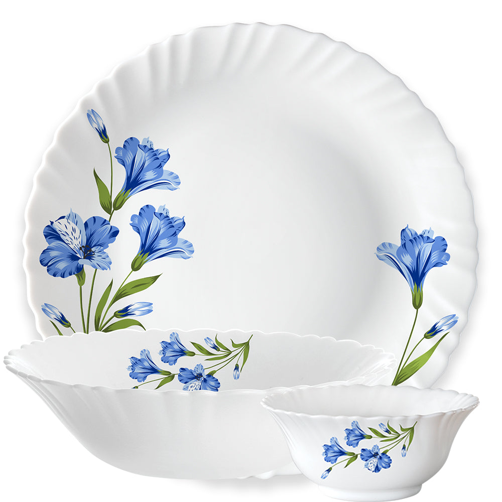 Larah by Borosil, Marina Blue Dinner Set 6 pc Set: Serves 2 (Option 2)