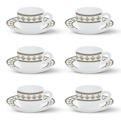 Larah By Borosil Syrah Cup n Saucer Set 140 ml x 12