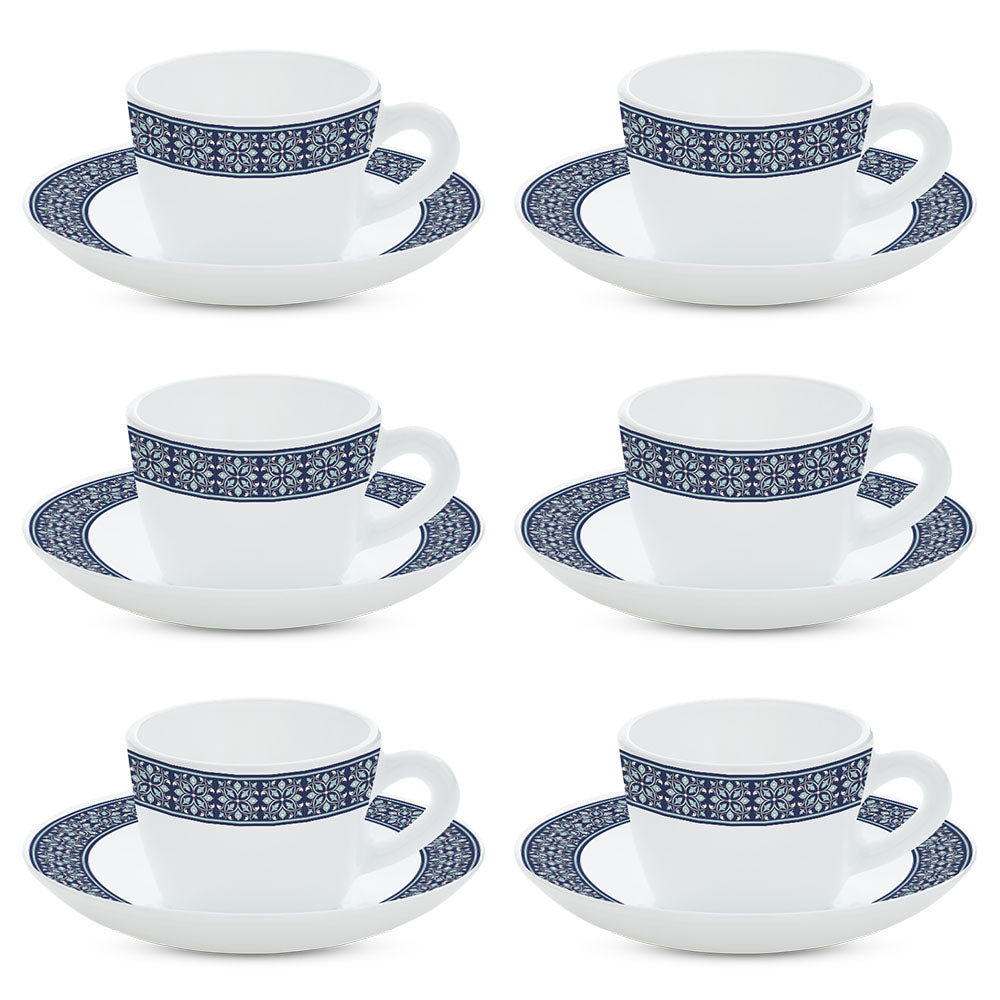 Larah By Borosil Taj Cup n Saucer Set, 140ml x 12