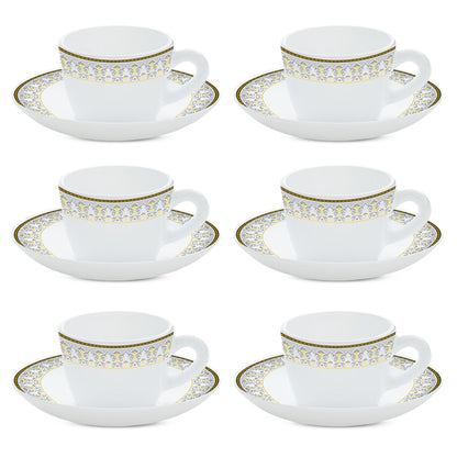 Larah By Borosil Vatika Cup n Saucer Set 140 ml x 12