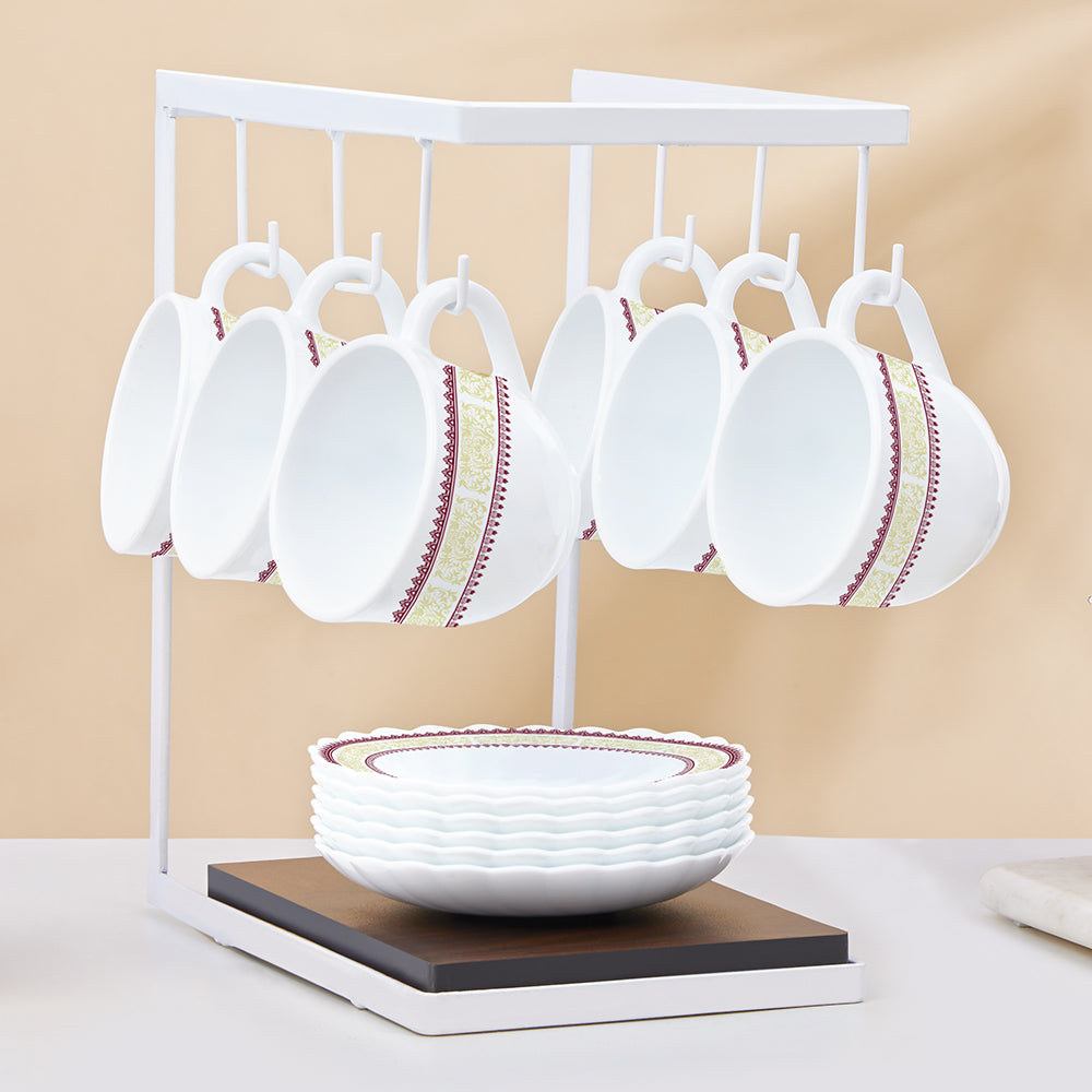Larah by Borosil Elega Cup n Saucers Set 220 ml x 12