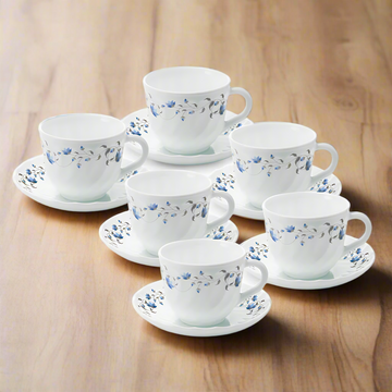 Larah by Borosil Helena Cup n Saucer Set, 220ml x 12