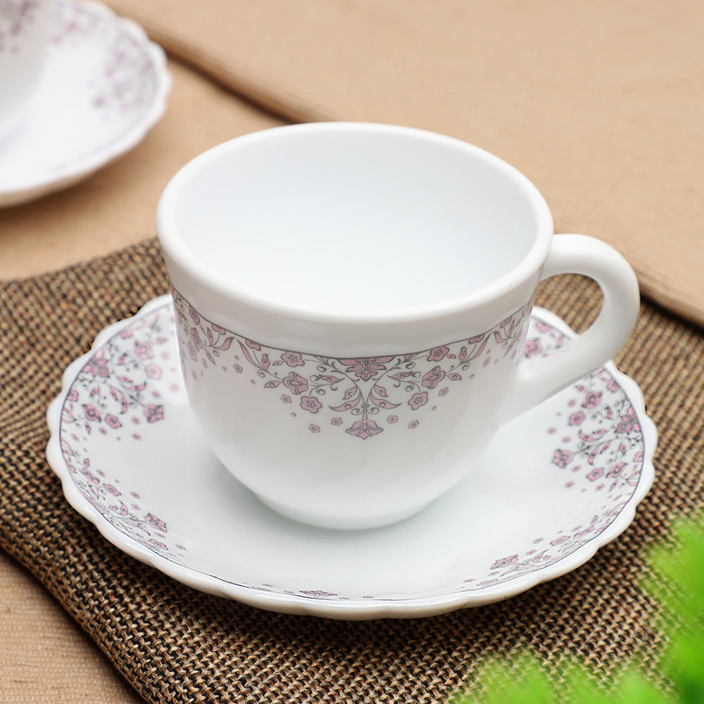 Larah by Borosil Lark Cup n Saucers Set 220 ml x 12