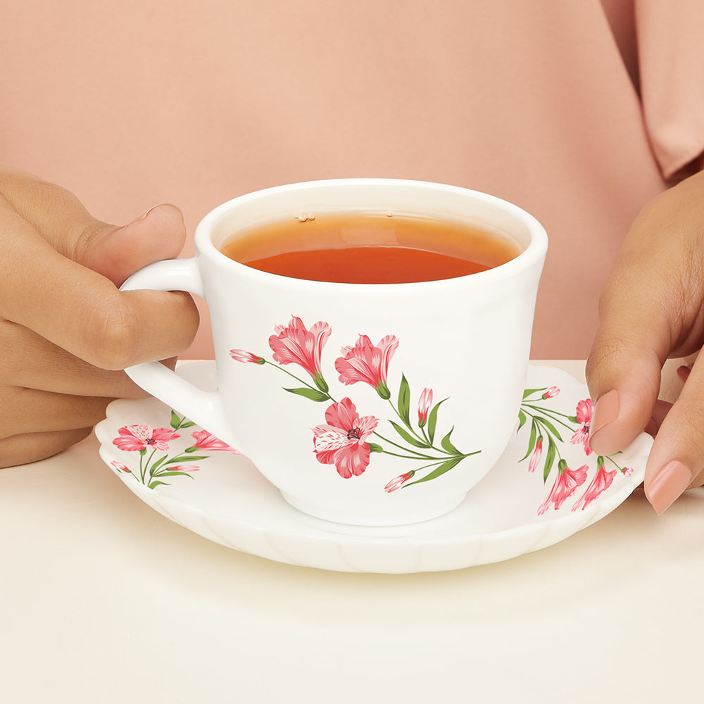Larah By Borosil Marina Peach Cup n Saucer Set