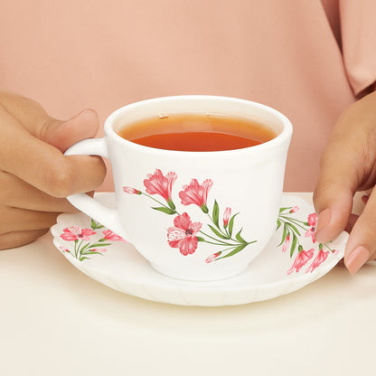 Larah By Borosil Marina Peach Cup n Saucer Set