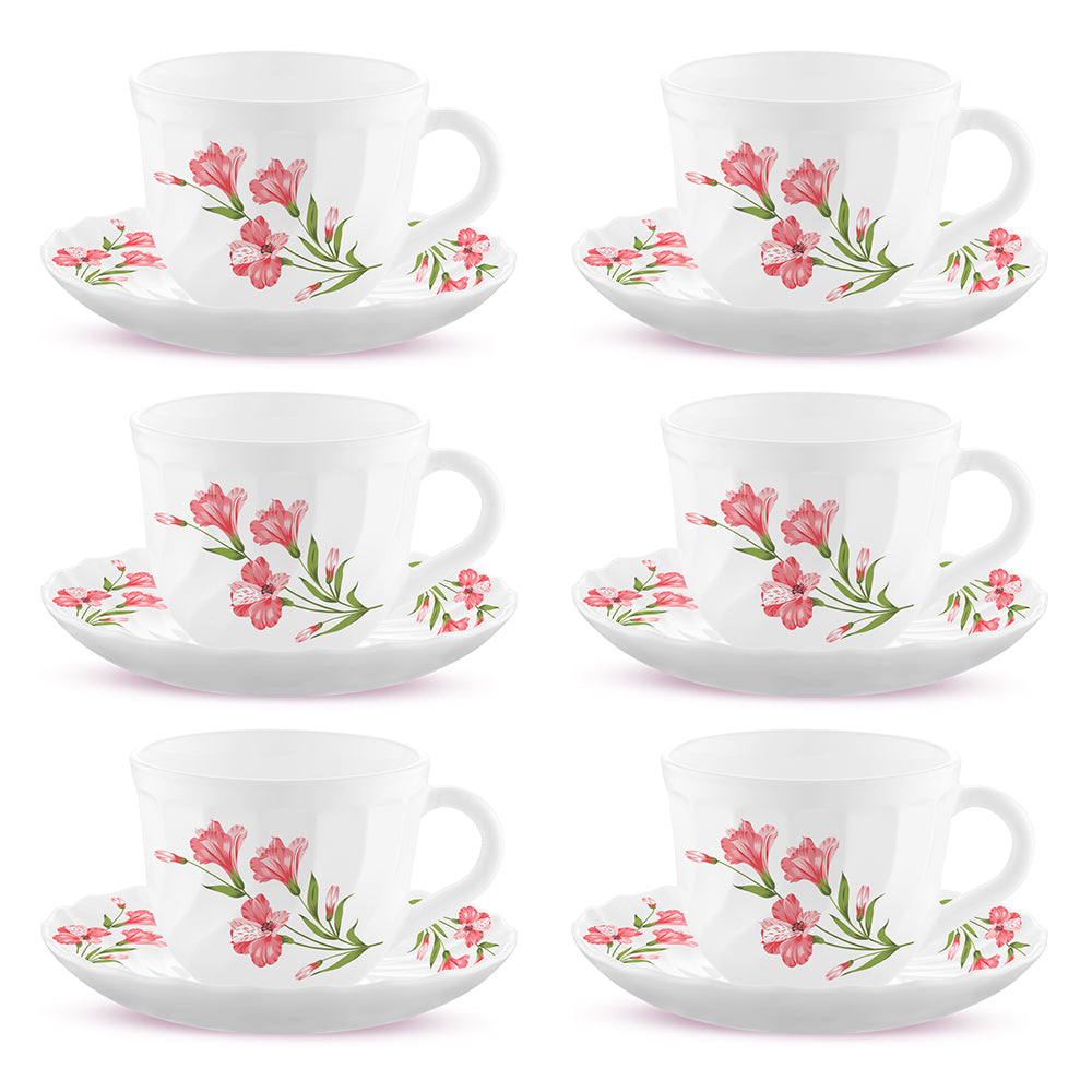 Larah By Borosil Marina Peach Cup n Saucer Set