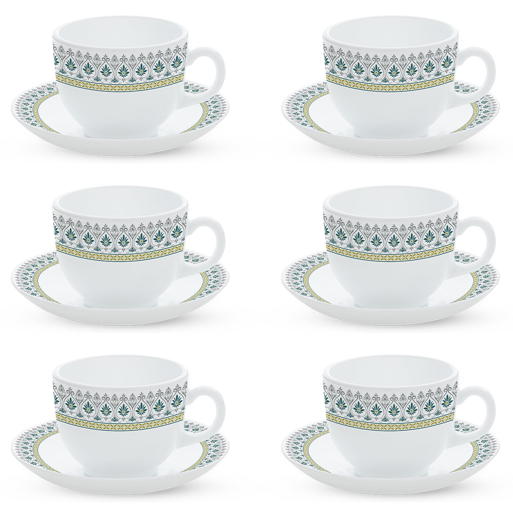 Larah By Borosil Persia Cup n Saucer Set, 220ml x 12
