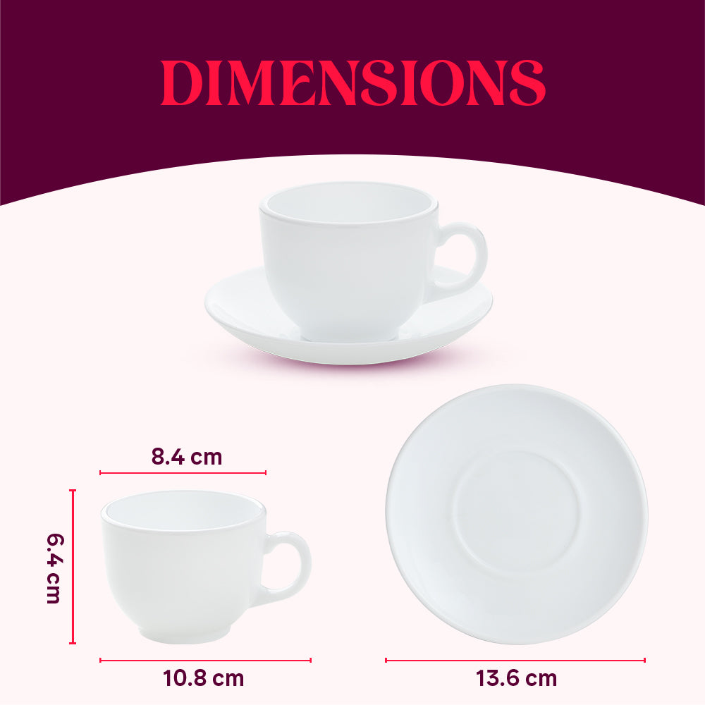 Larah By Borosil Persia Cup n Saucer Set 220 ml x 12