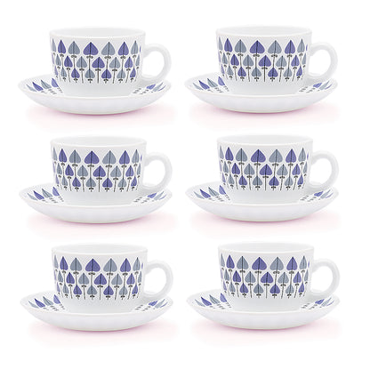 Larah by Borosil Robin Cup n Saucers Set 220 ml x 12
