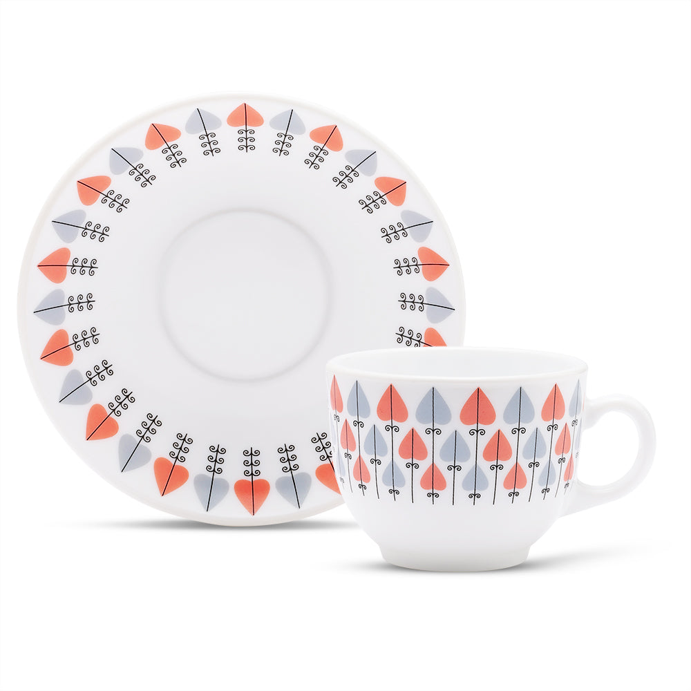 Larah by Borosil Regency Cup n Saucers Set 220 ml x 12