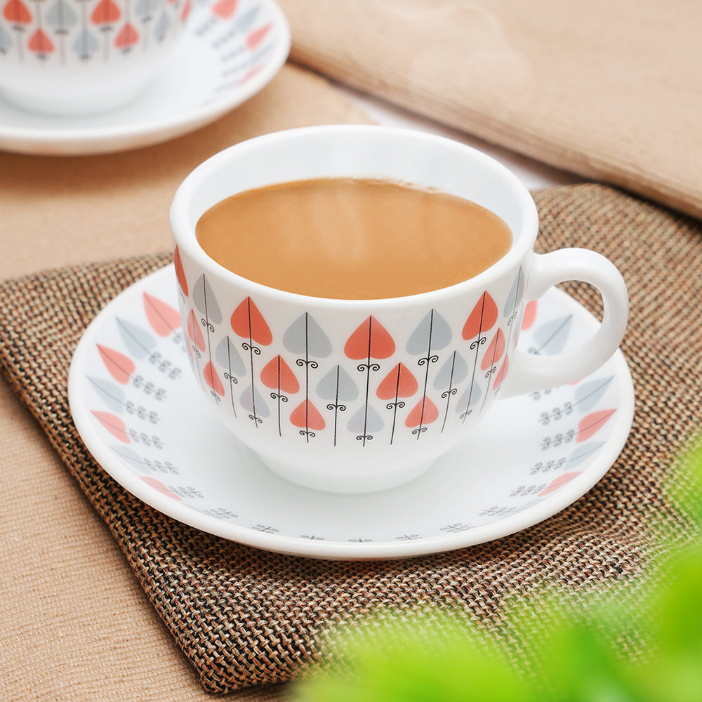 Larah by Borosil Regency Cup n Saucers Set 220 ml x 12