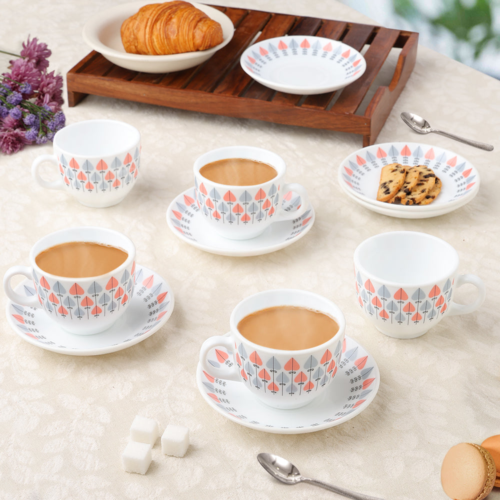 Larah by Borosil Regency Cup n Saucers Set 220 ml x 12