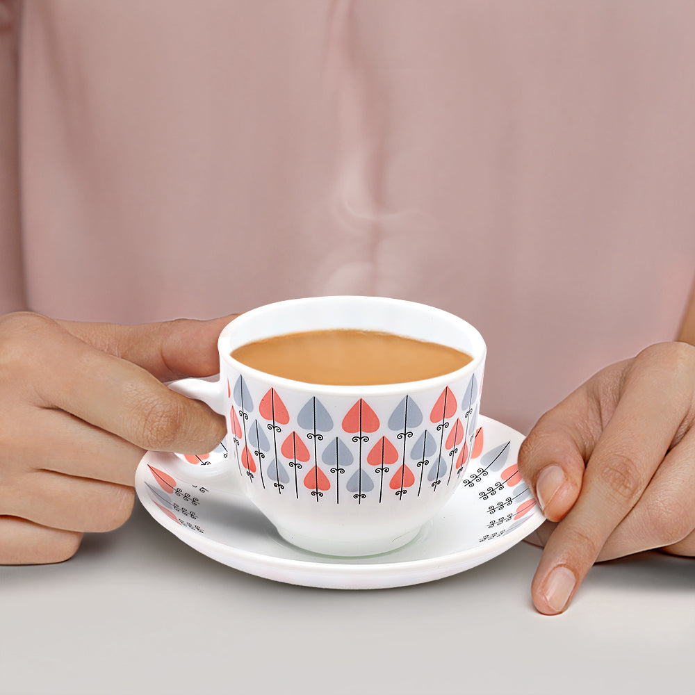 Larah by Borosil Regency Cup n Saucers Set 220 ml x 12