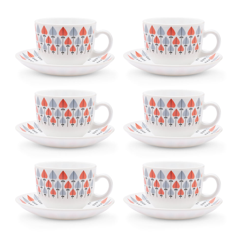 Larah by Borosil Regency Cup n Saucers Set 220 ml x 12