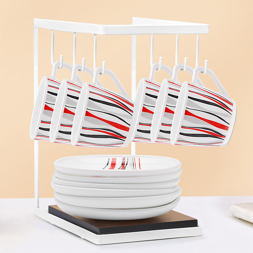 Larah by Borosil Rio Red Square Cup n Saucer Set 220 ml x 12