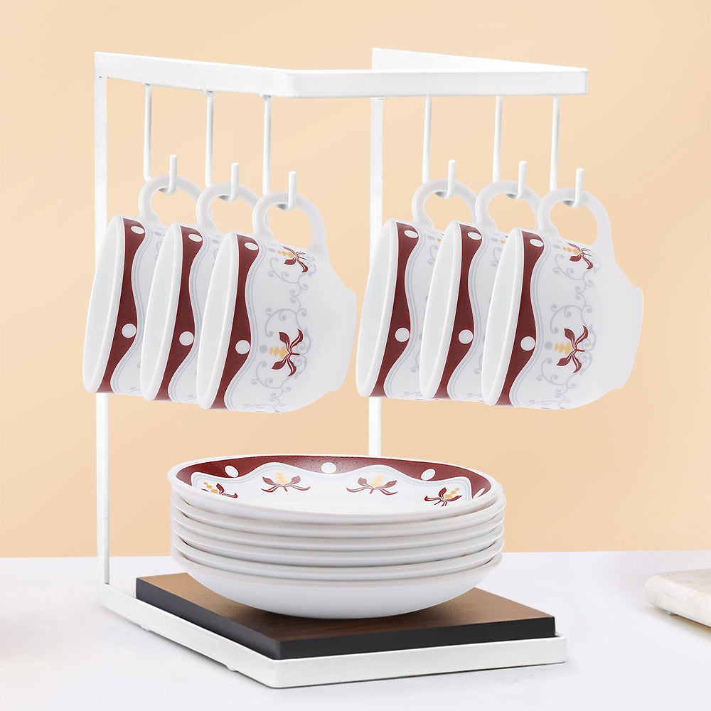 Larah by Borosil Royal Brown Cup n Saucer Set 220 ml x 12