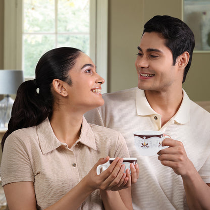 Larah by Borosil Royal Brown Cup n Saucer Set 220 ml x 12
