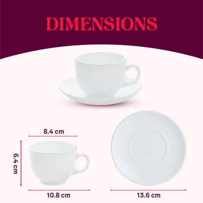 Larah by Borosil Rosa Black Cup n Saucer Set 220 ml x 12