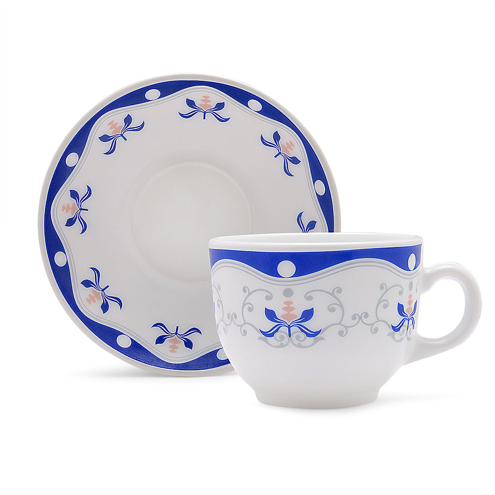 Larah by Borosil Royal Blue Cup n Saucer Set 220 ml x 12