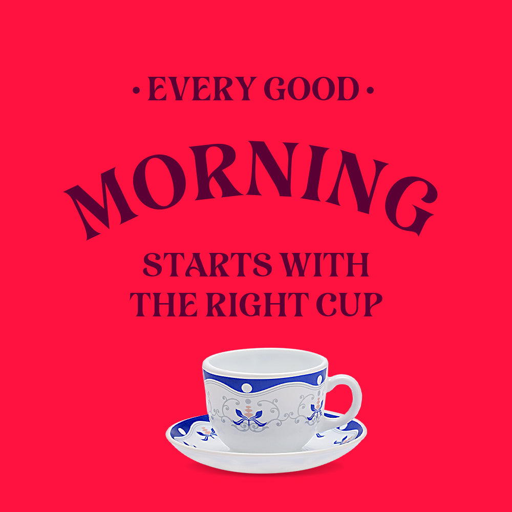 Larah by Borosil Royal Blue Cup n Saucer Set 220 ml x 12