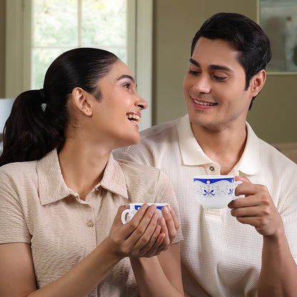 Larah by Borosil Royal Blue Cup n Saucer Set 220 ml x 12
