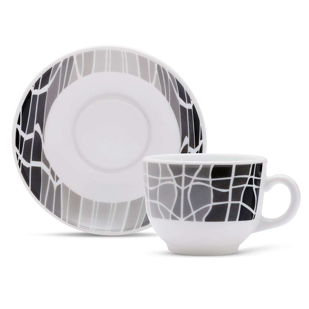 Larah by Borosil Sitara Cup n Saucers Set 220 ml x 12